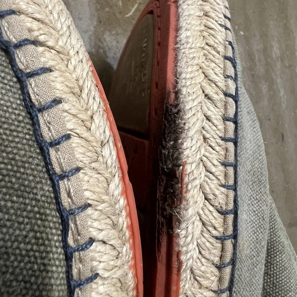 Instint Espadrille Flats Size 39 Womens Olive Green Canvas Slip On Made in Spain